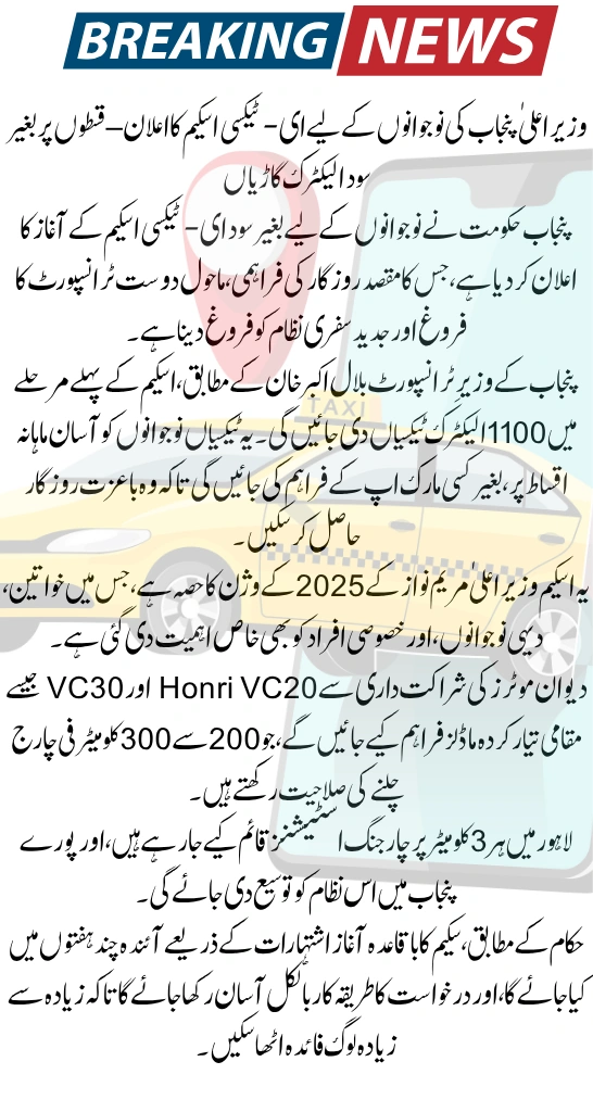 CM Punjab E-Taxi Scheme for Youth Set to Launch