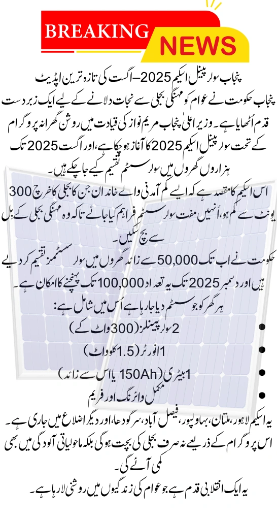 CM Punjab Solar Panel Scheme 2025 – August Distribution Update