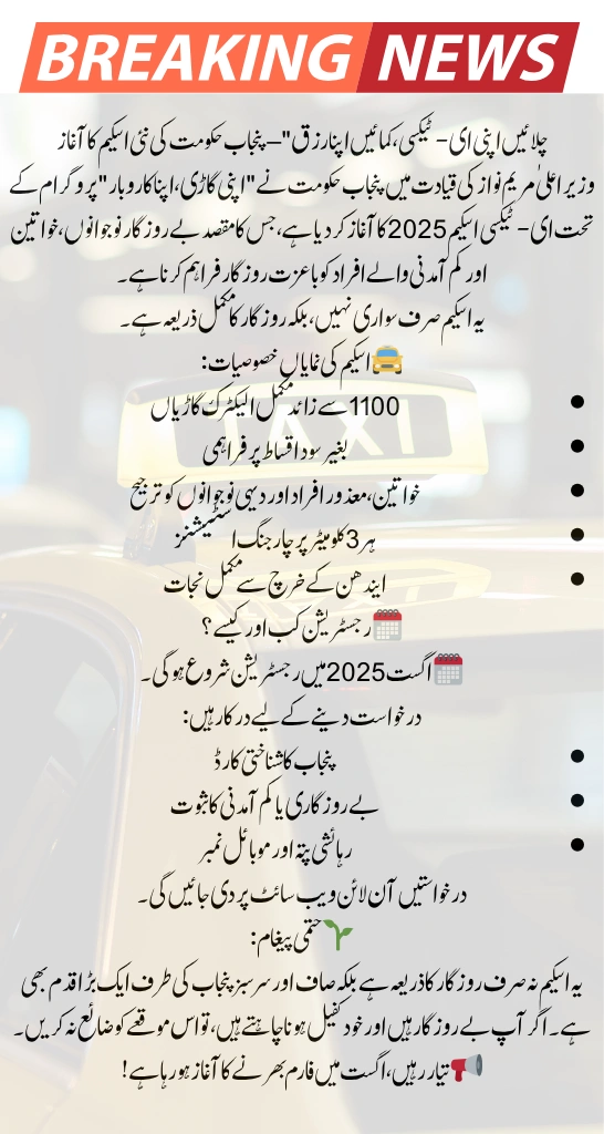 Chalay Apni Gaari, Kamaye Apna Rizq – CM Punjab Launches Free E-Taxi Scheme 2025 for Jobless Youth