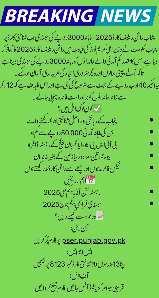 Punjab Ration Relief Card 2025